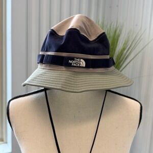 The North Face Class V Brimmer Bucket Hat Unisex L-XL Navy Tan Excellent Utility